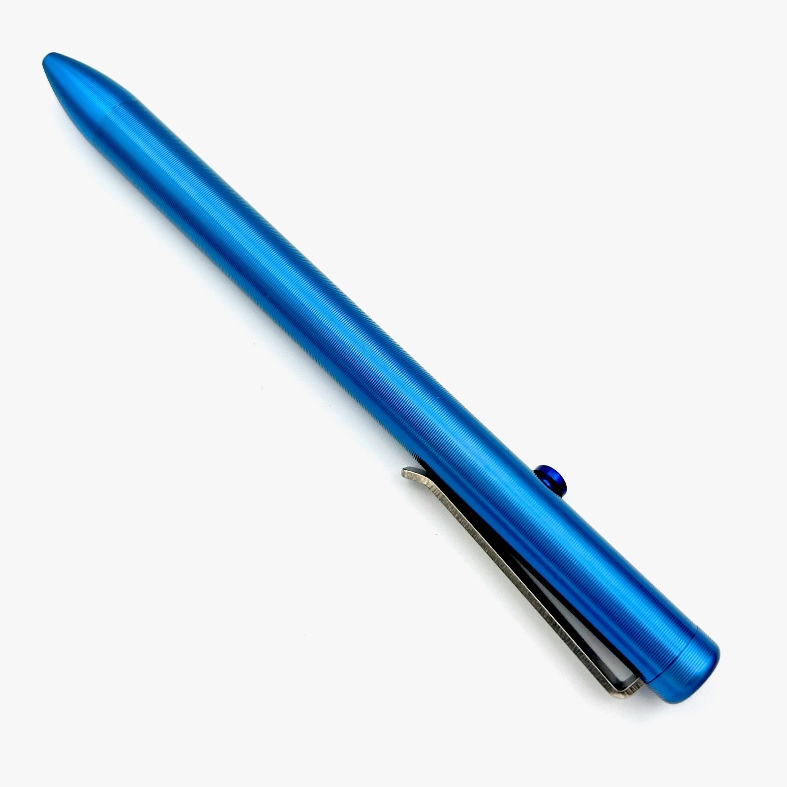 Tactile Turn – Titanium Bolt Action Standard Size Pen 29v Blue Ano Color [5.6″]