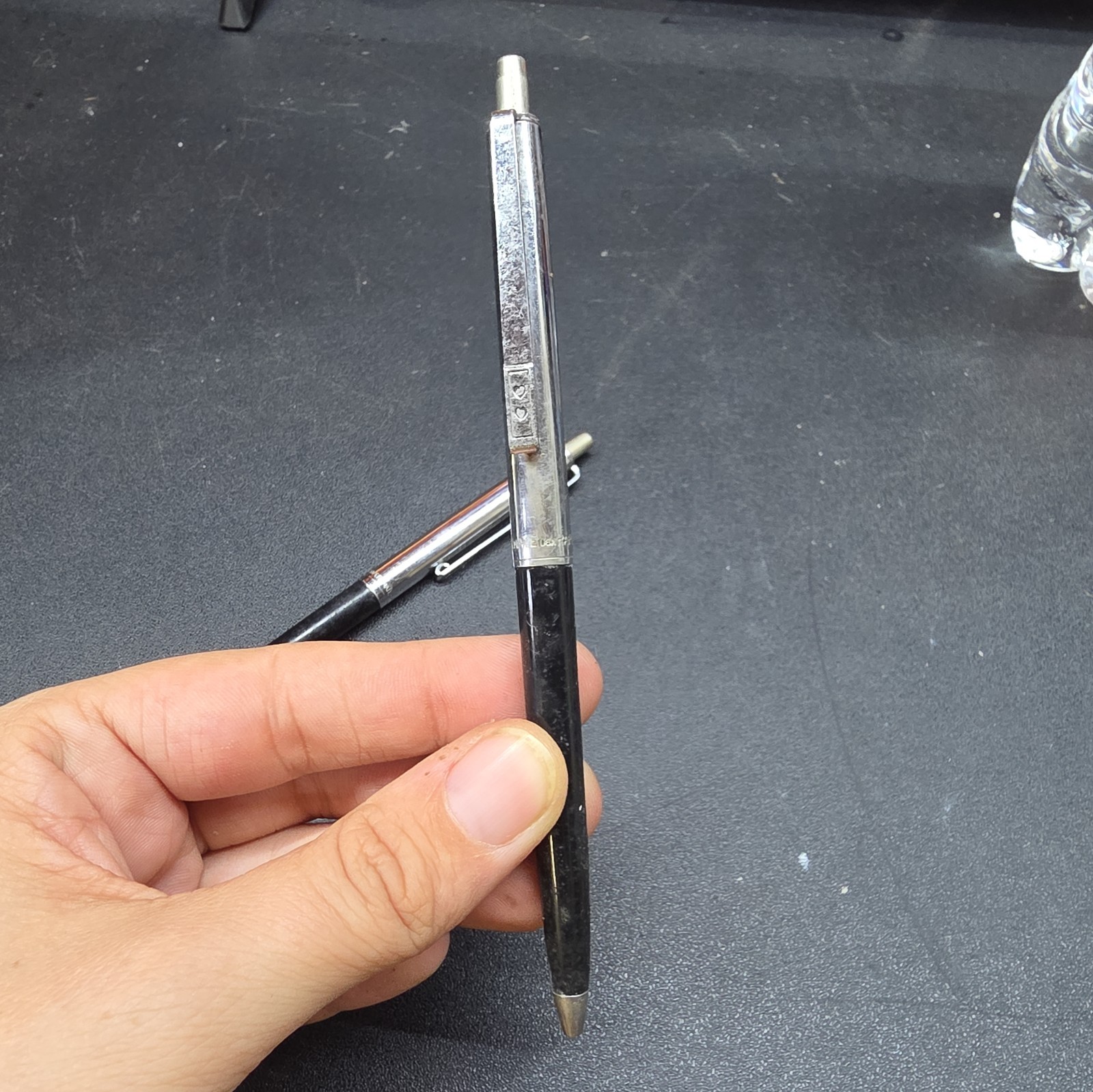 Paper Mate Double Heart Regular Profile Ballpoint Pen in Black & Chrome
