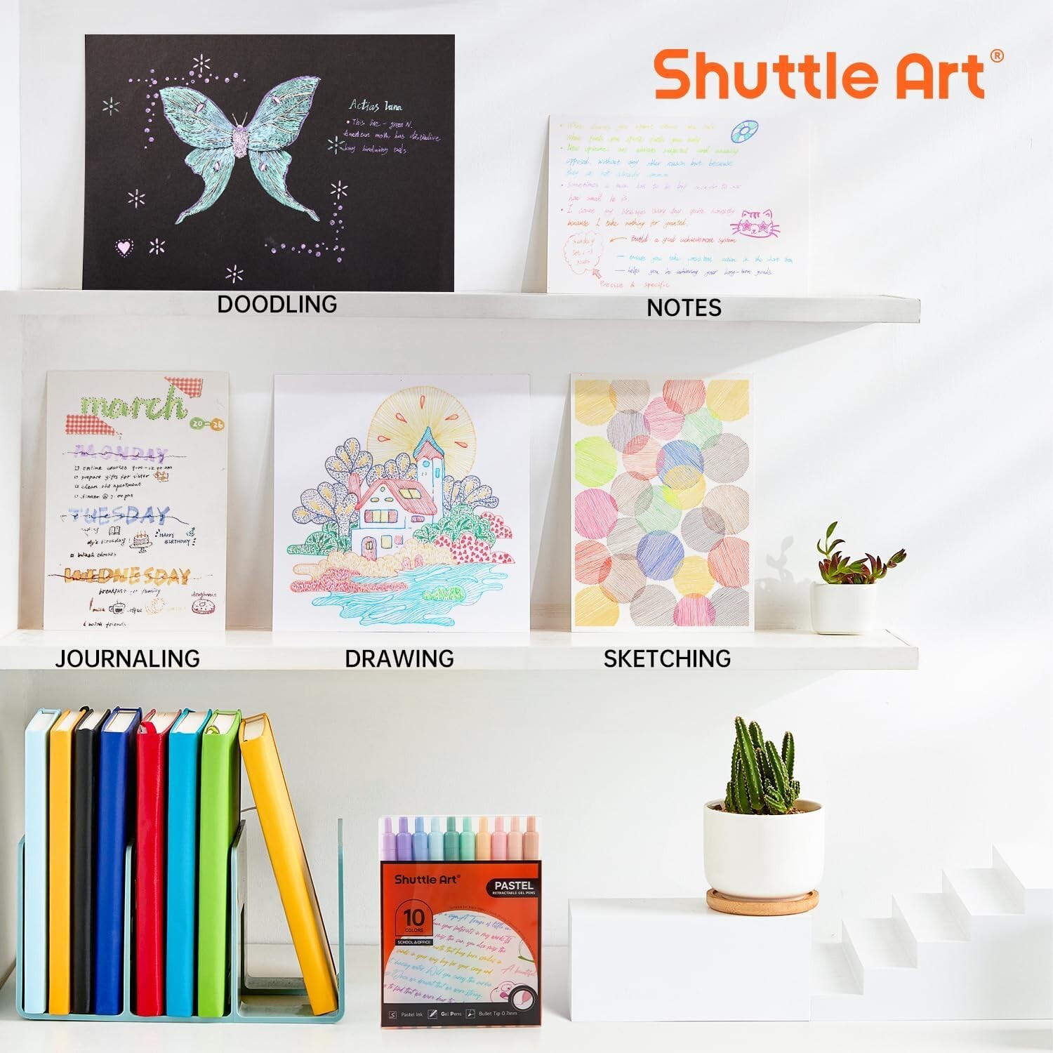 10 Versatile Pastel Ink Pens with Durable Clips – Ideal for Writing & Sketching