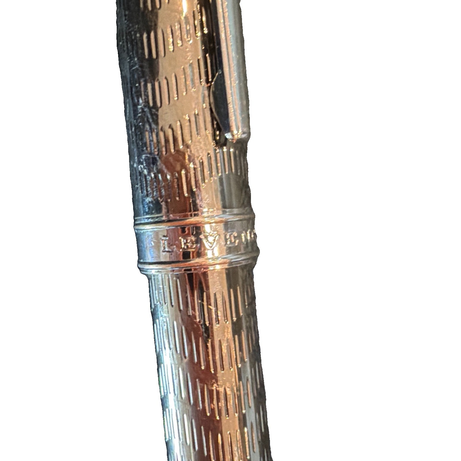 Levenger True Writer Ball Point Pen Silver Chrome Textured Twist Executive