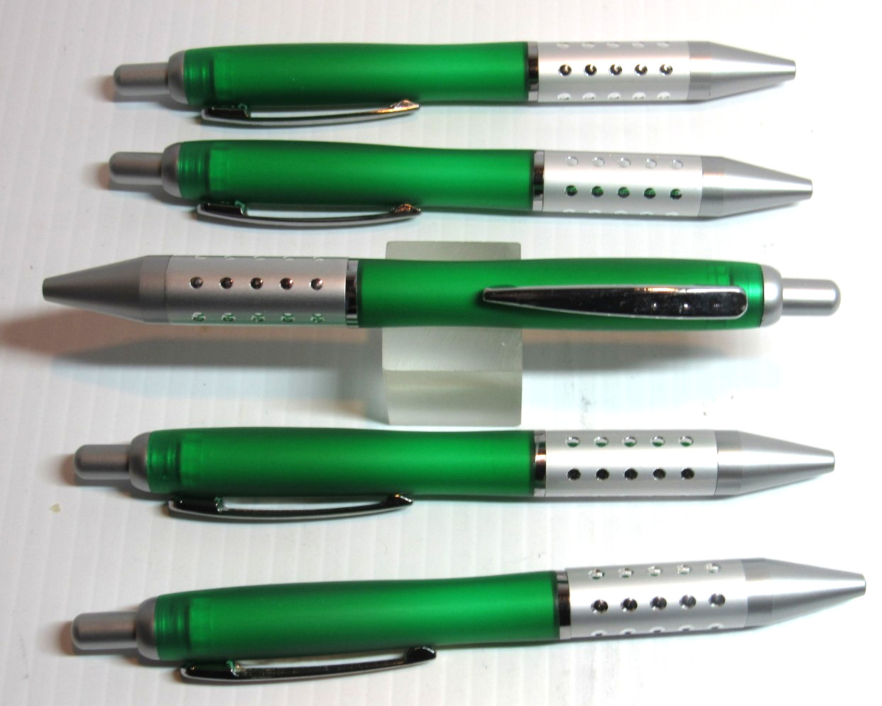 5 TERZETTI DAZZLE GREEN CLICK TOP PLASTIC BALLPOINT PEN-CLOSEOUT