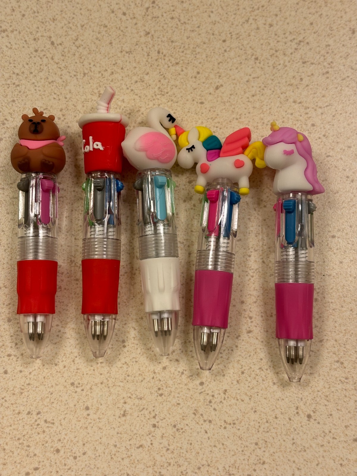 5pcs Mini Ballpoint Pens Set, Random Assorted Colors, Plastic, Personalized, Med