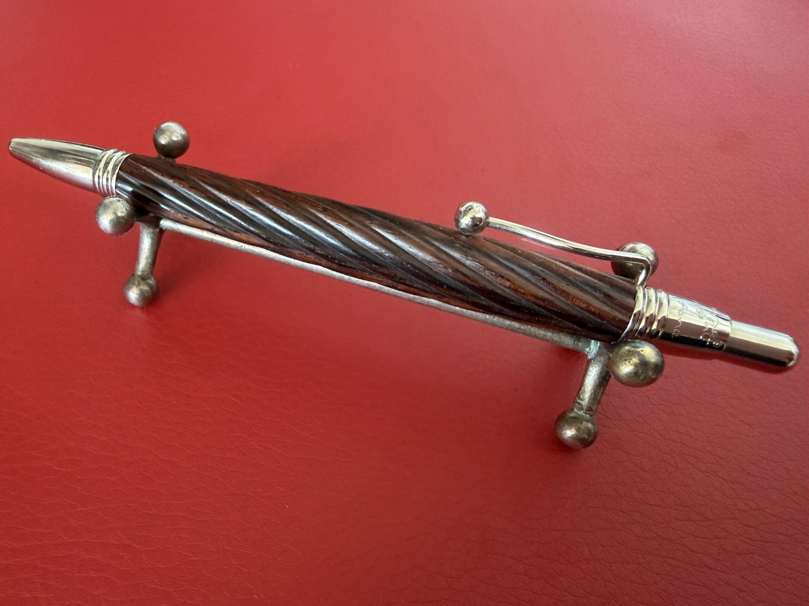 JEAN PIERRE LEPINE Vintage 1997 Indigo Wood Turned Spiral Spher Pen