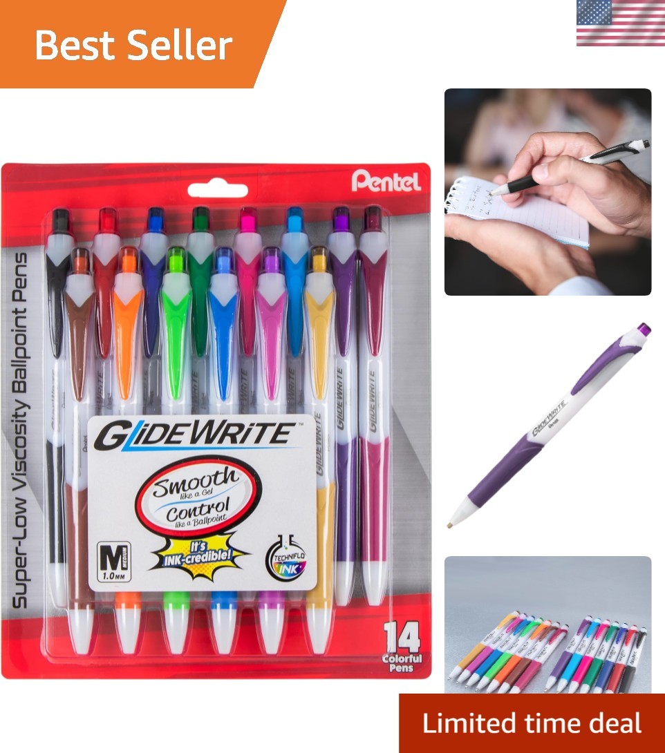 GlideWrite 14-Pack Multicolor Ballpoint Pens – Comfort & Style for All