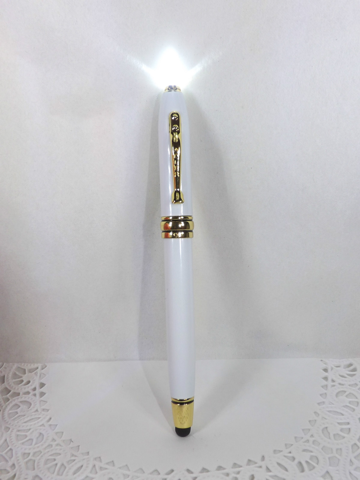 3 in 1 Royale Excel Tech White Ballpoint Stylus LED Adler Pen (HIGH QUALITY)