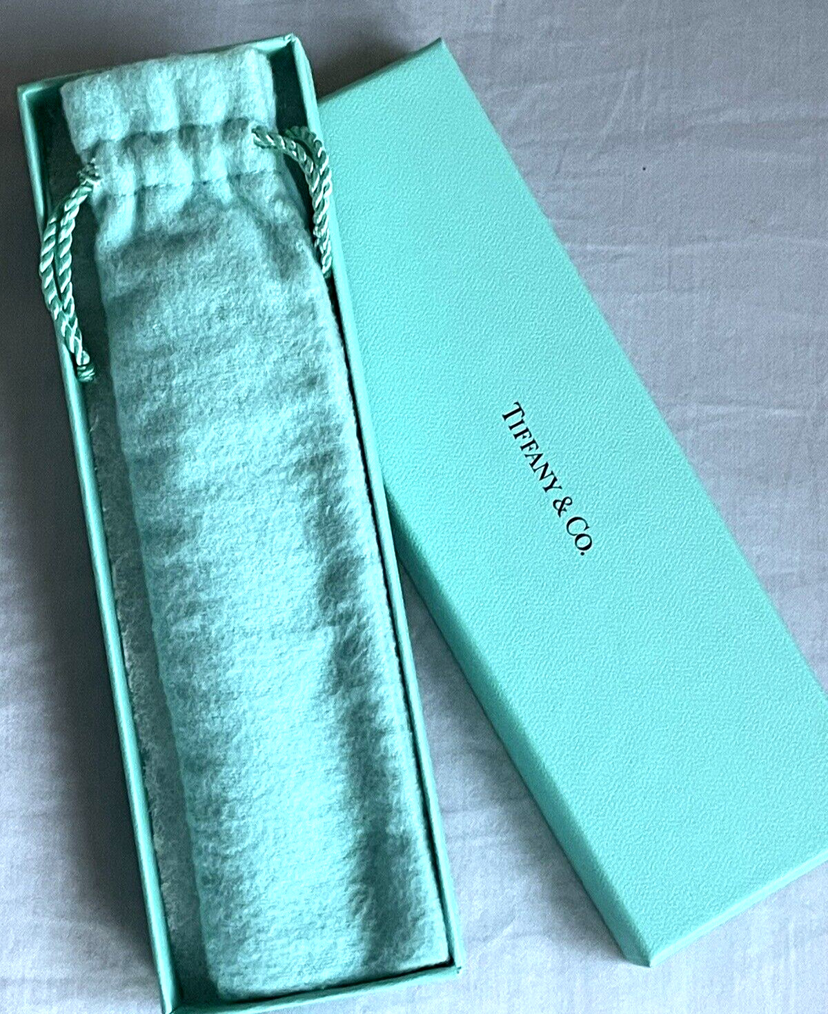 NWOT TIFFANY & CO 925 STERLING SILVER BALLPOINT PEN BLUE ENAMEL RIM NEVER USED