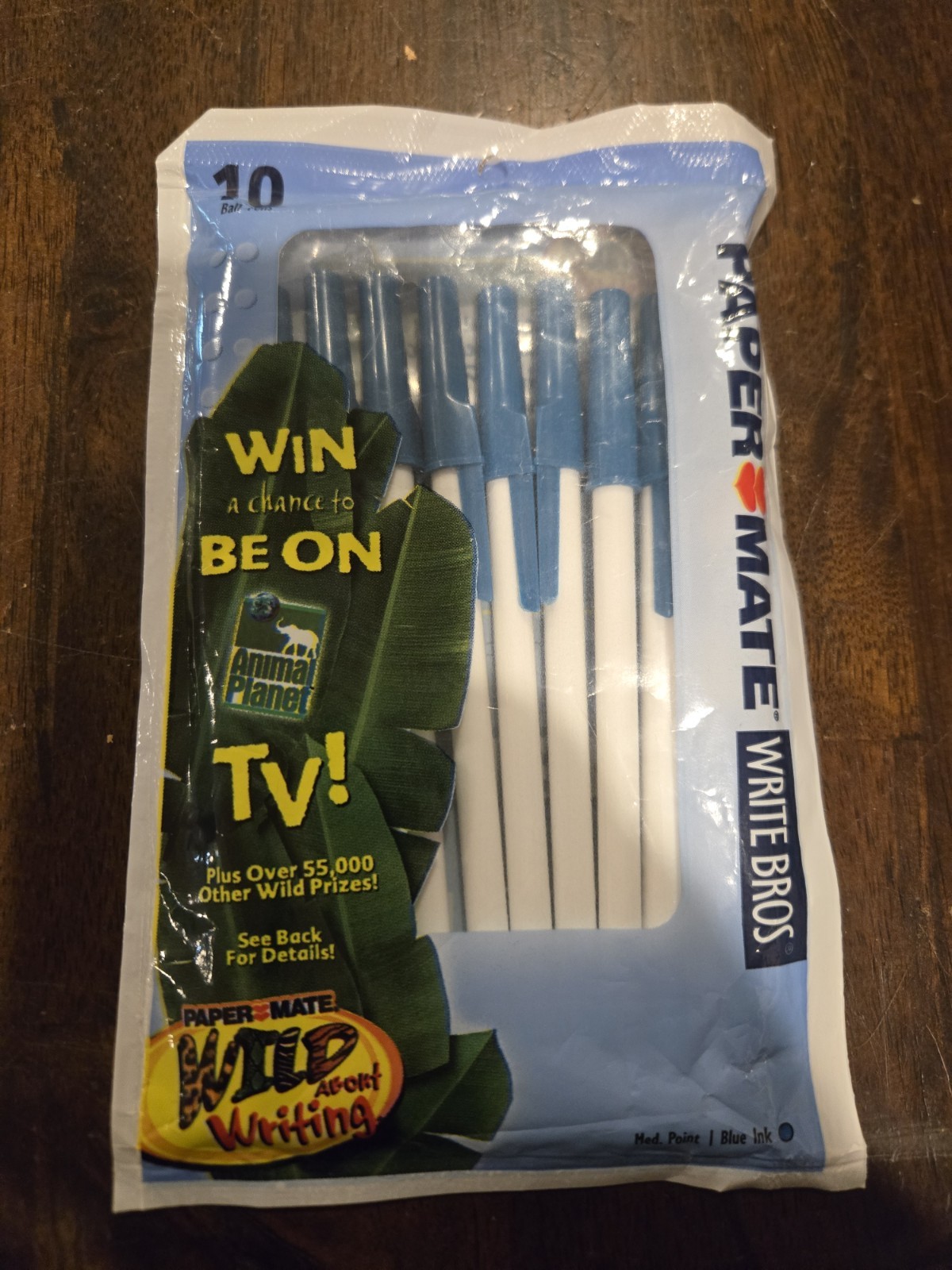 Vintage 2002 Paper Mate Stick Pen Med 1.0 Blue Animal Planet Pack of 10