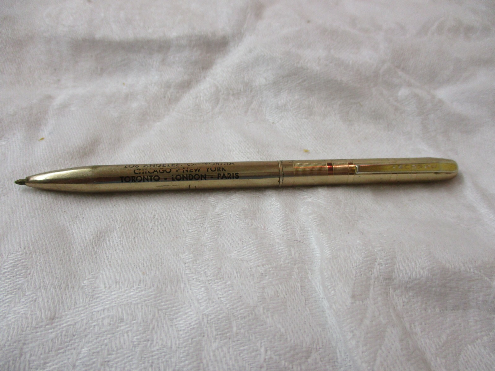 Vintage Seabury brushed gold Ballpoint Pen Advertising Adler Silhouette Letter