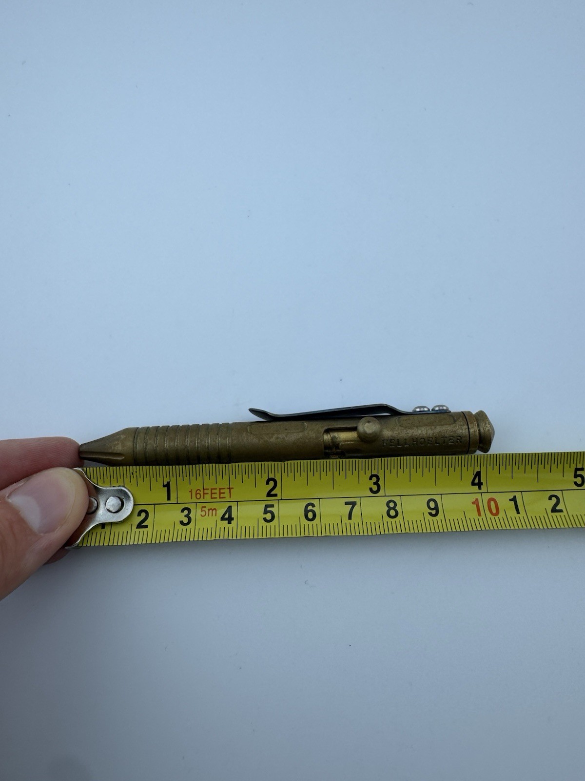 Original Brian Felholter Mini Custom Brass Titanium Blue Mokuti Pocket Clip Pen