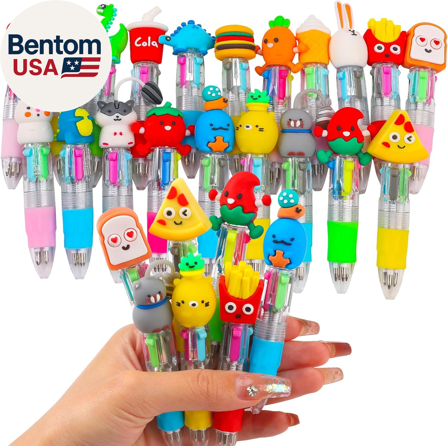 20Pcs Mini Multicolor Pens in One 4-In-1 Cute Pens Bulk for Kids, Fun Kawaii Bal