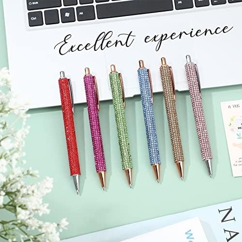 6 Pcs Bling Pen Cute Diamond Wedding Rhinestones Gift Metal Ballpoint Fancy Spar