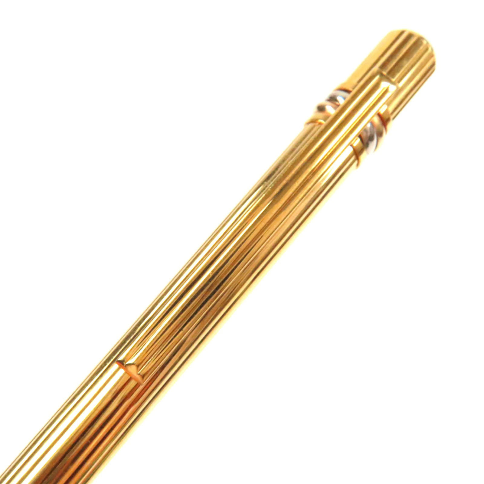 Trinity de Cartier Stripe Ballpoint Pen Gold Twist France Unisex Stationery Auth