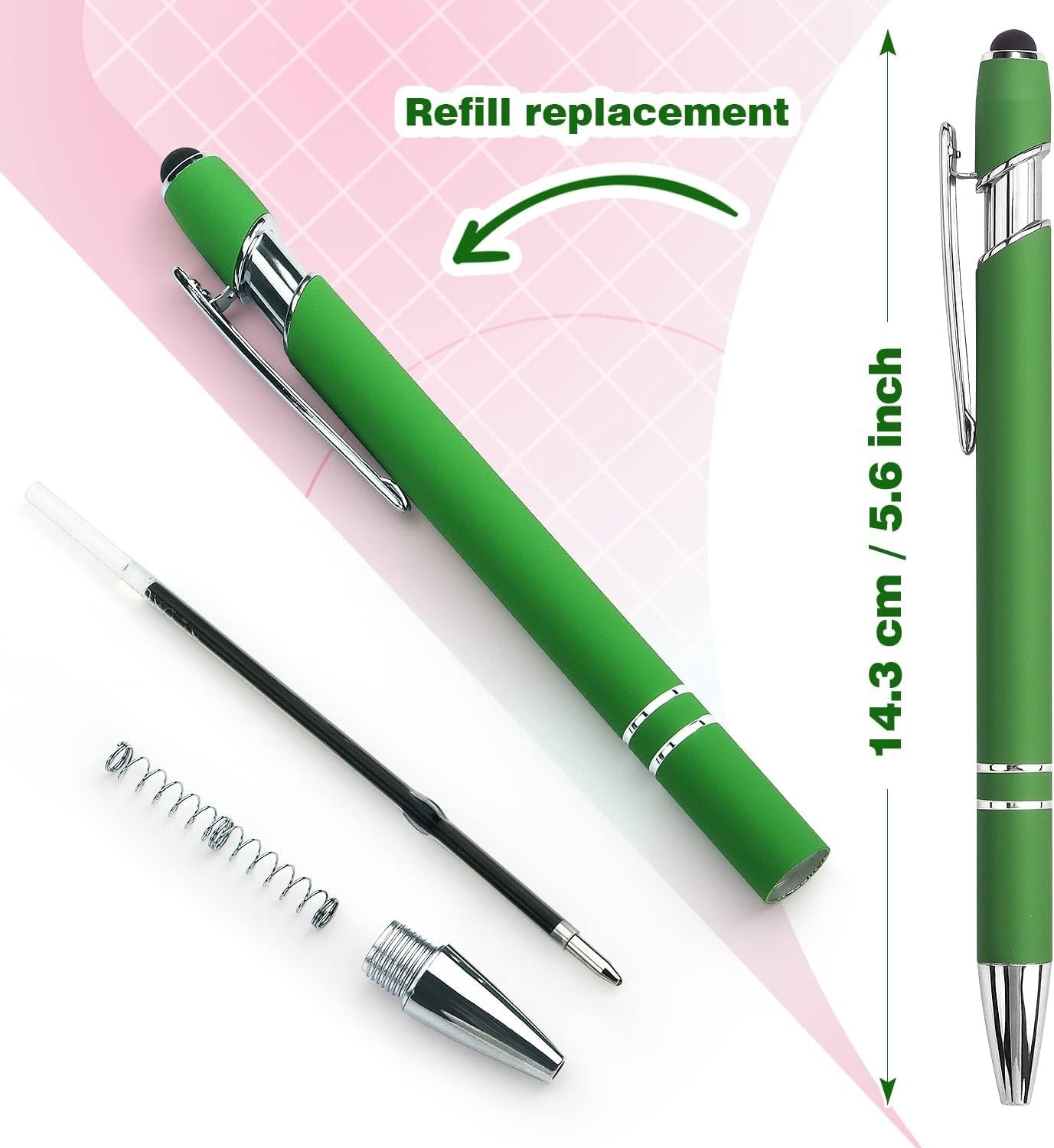 8 Pack Ballpoint Pen 2-in-1 Stylus, 1.0 mm Black Ink | Retractable Ballpoint Pen