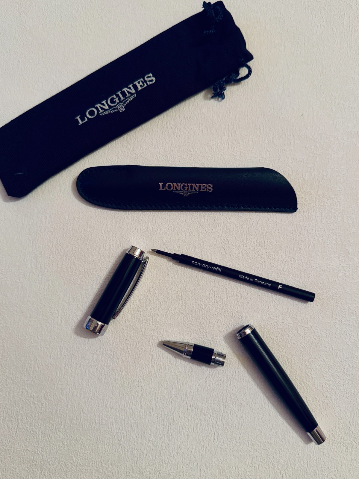 Longines Luxury Watch VIP Gift Executive Rollerball Pen Leather Pouch + Dust Bag
