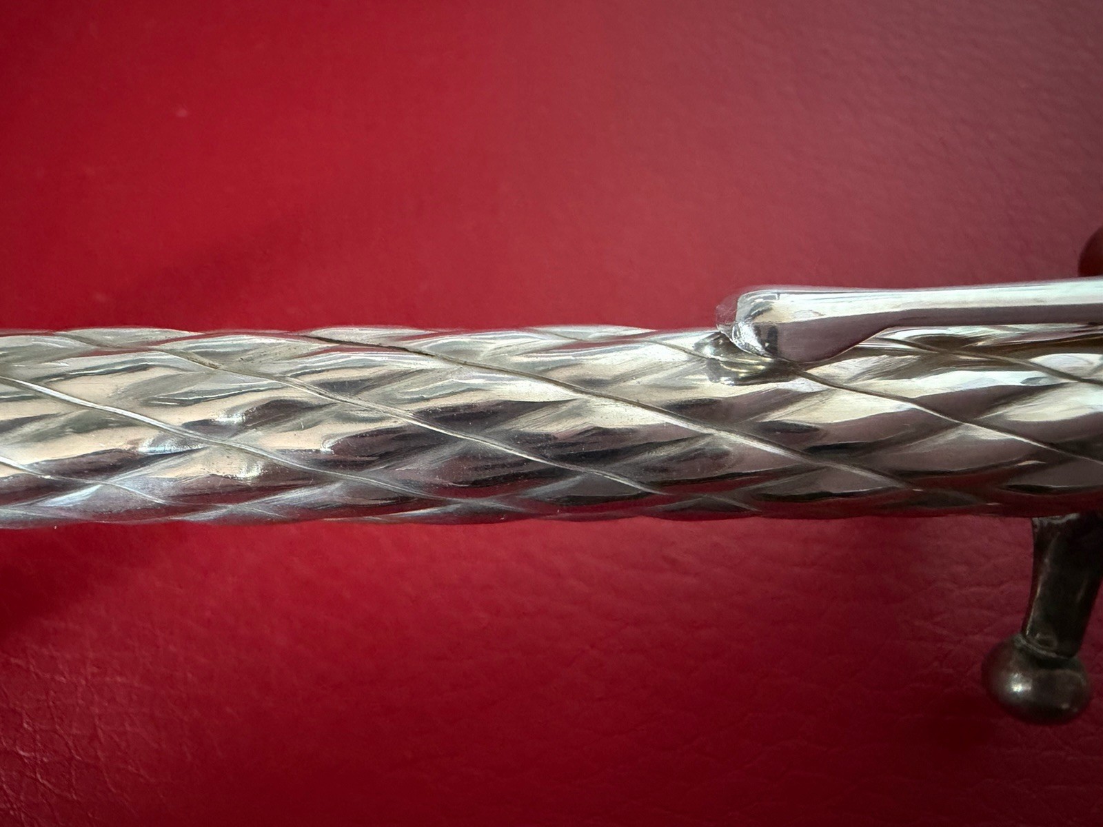 Cesare Emiliano Sterling Silver 925 Solid Pen Ballpoint Vintage Relief Weave