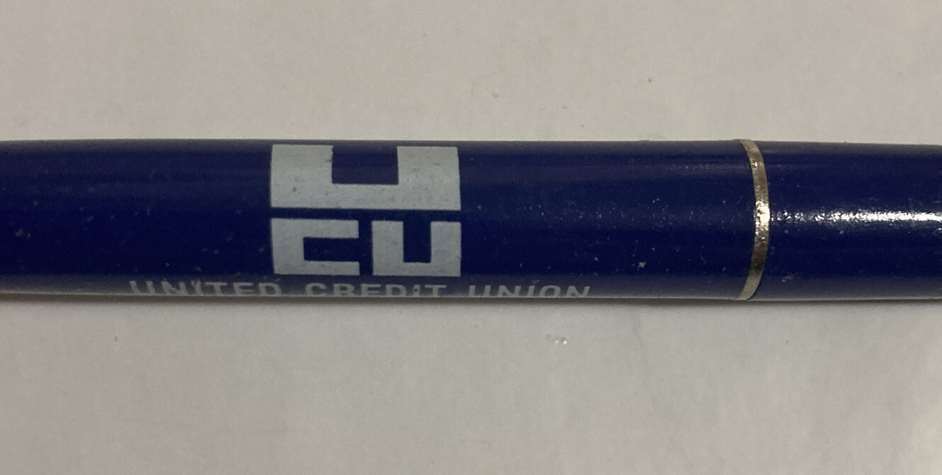 Vintage MO MEXICO UNITED CREDIT UNION UCU BLUE Advertising Pen NO Ink