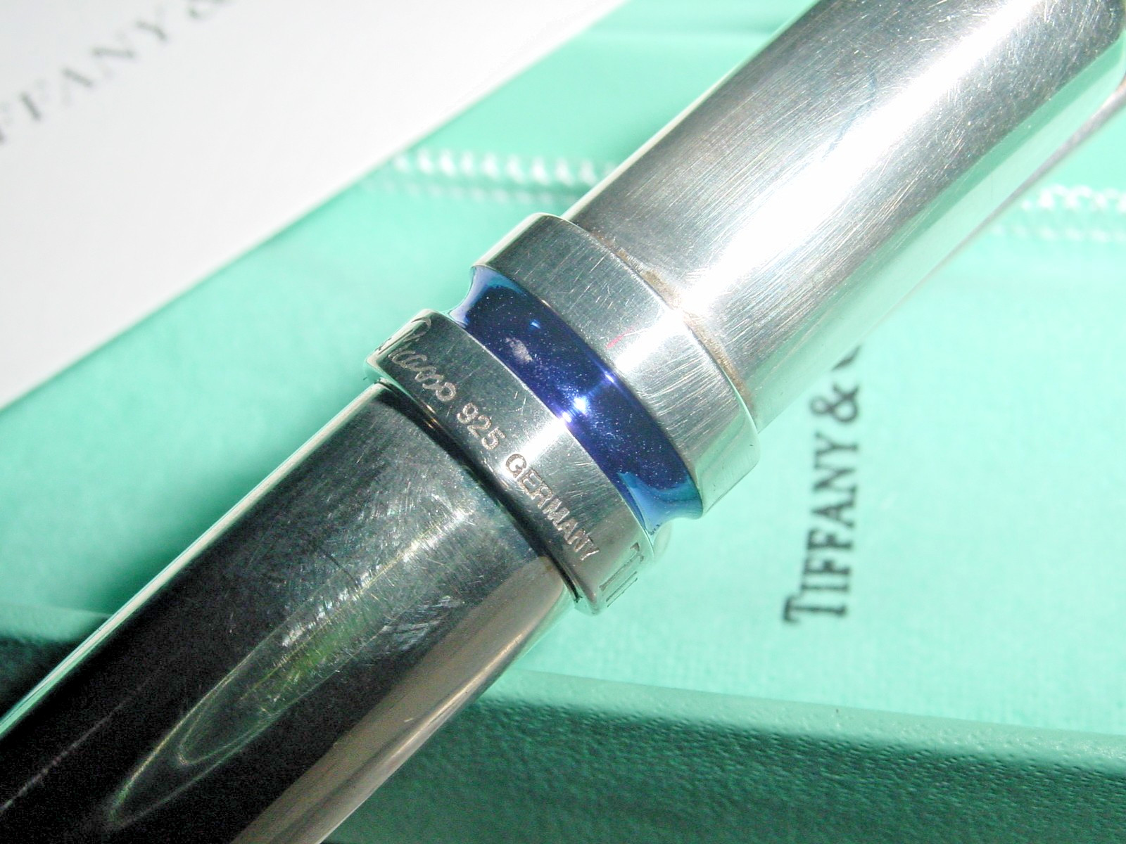 TIFFANY & CO. 925 sterling silver & blue Enamel PALOMA PICASSO ballpoint Pen