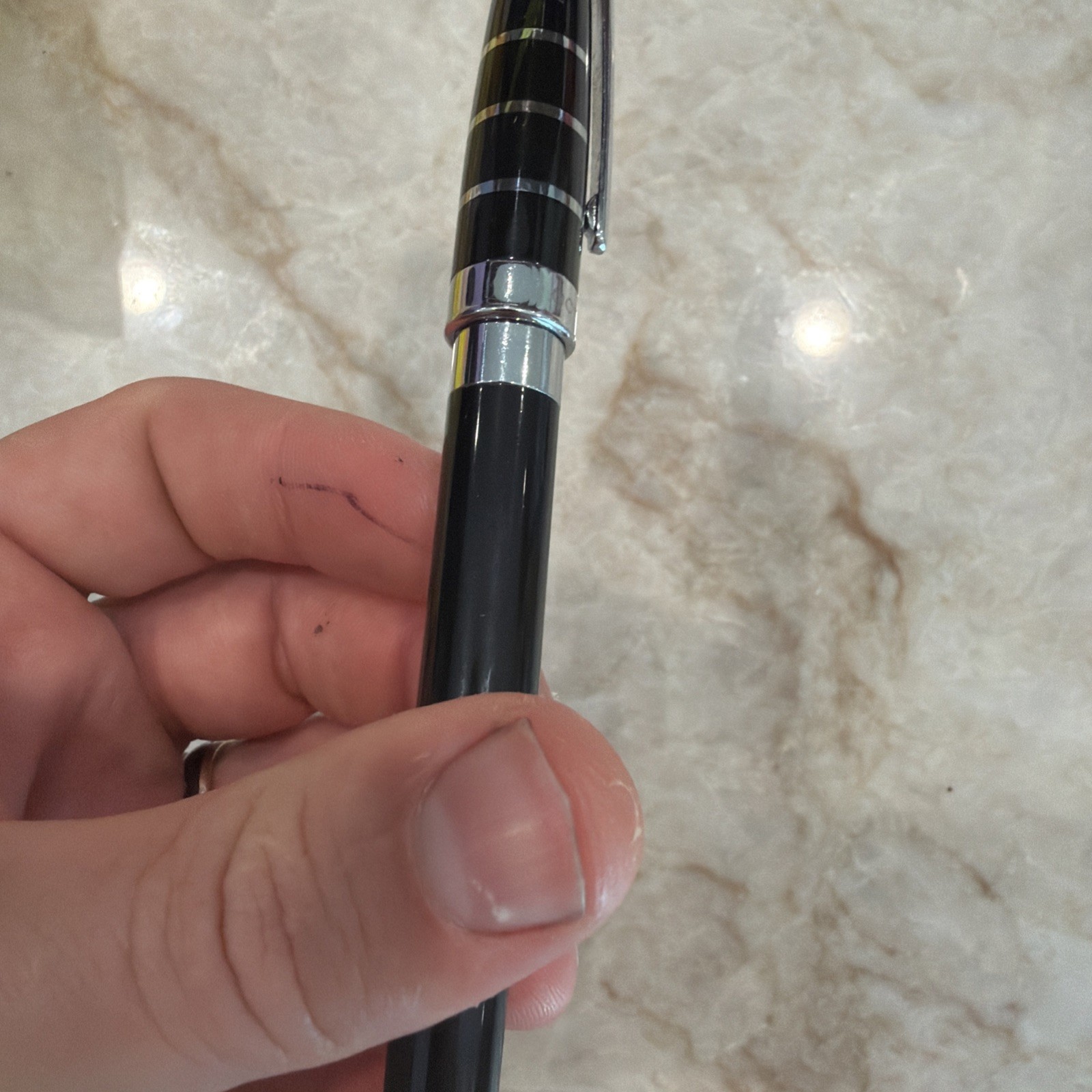 Montecristo Ballpoint Pen Built-in Twist Cigar Hole Punch Black Enamel