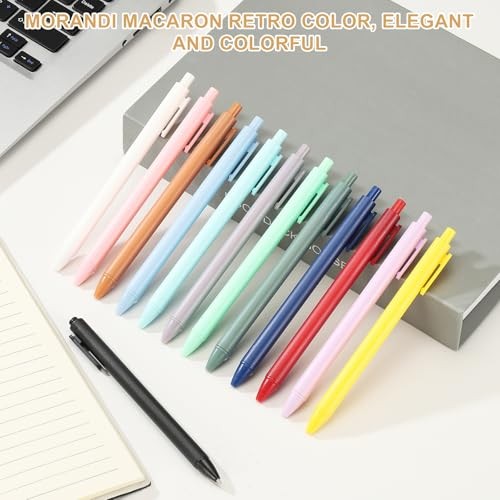 12 Pack Retractable Ballpoint Gel Pens, 0.5mm Fine Point Black Ink Retro Red