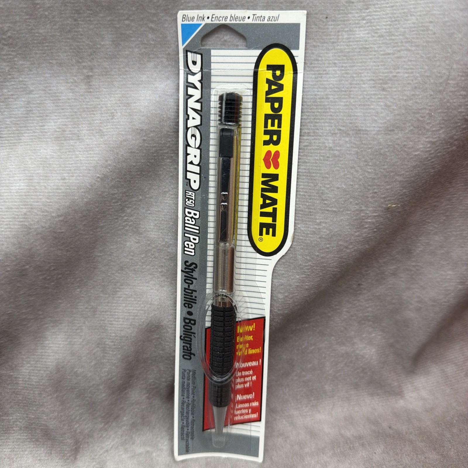 Paper Mate DynaGrip RT50 Ball Point Pen Medium Point Silver Barrel Blue Ink 1993