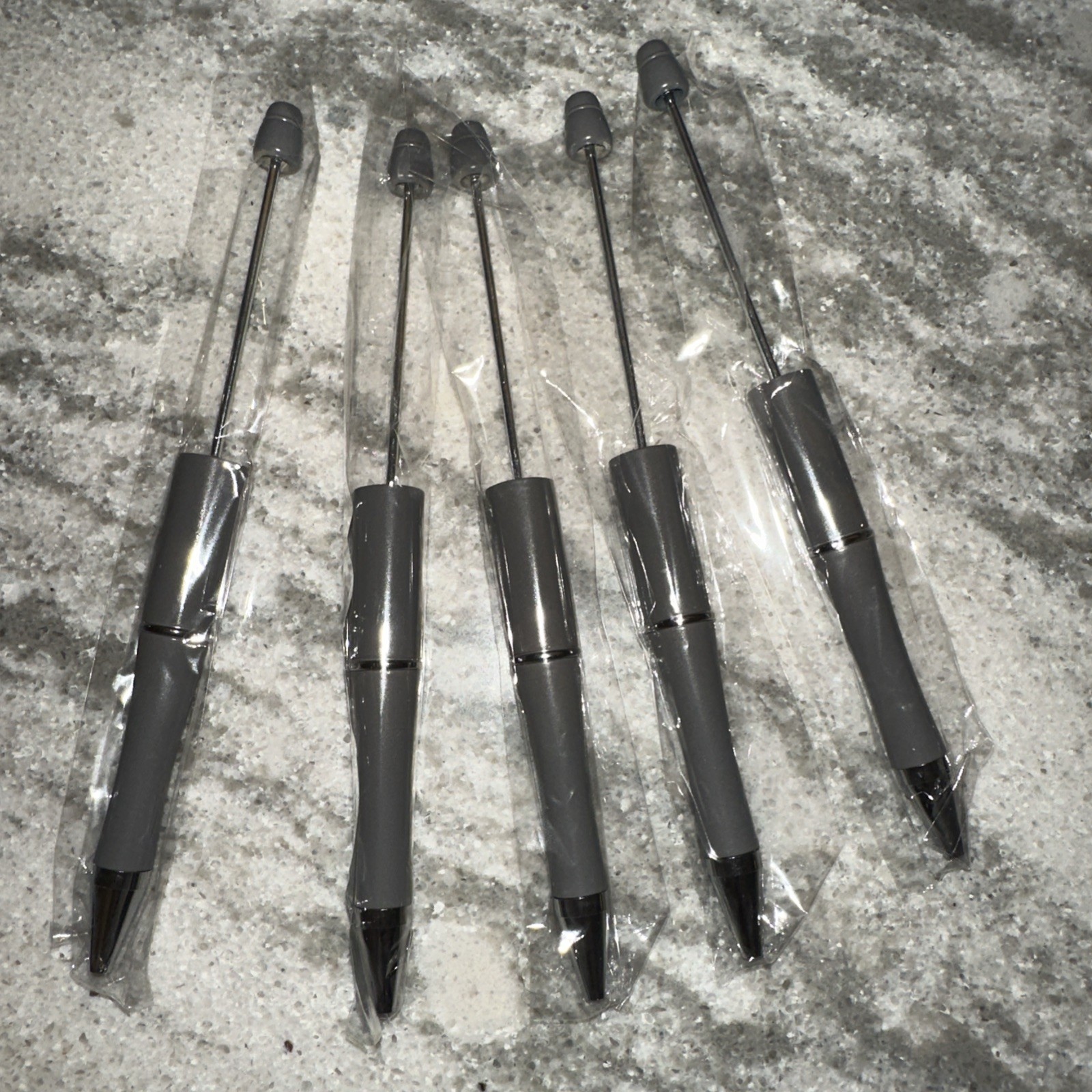 Beadable pens Dark Gray 5 Pcs NEW