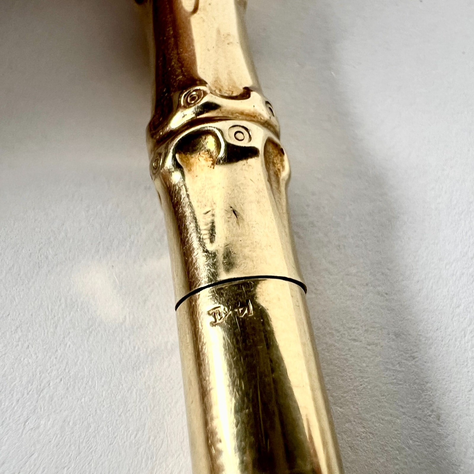 Vintage 1940’s Louis Tamis Bamboo Pen 14K Solid Yellow Gold