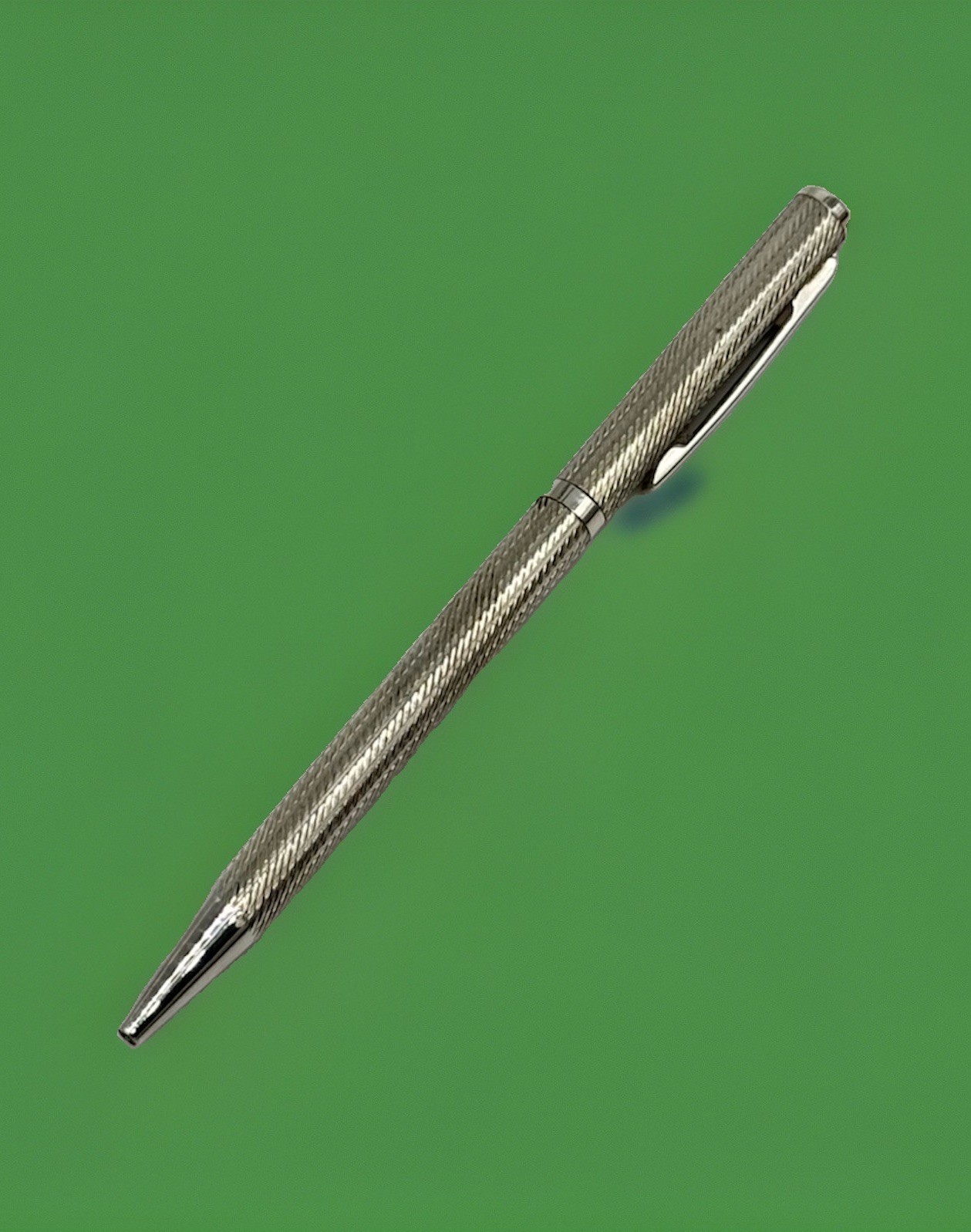 Sterling Silver 925 Ballpoint Twist Pen Flat Top Blue Ink Working