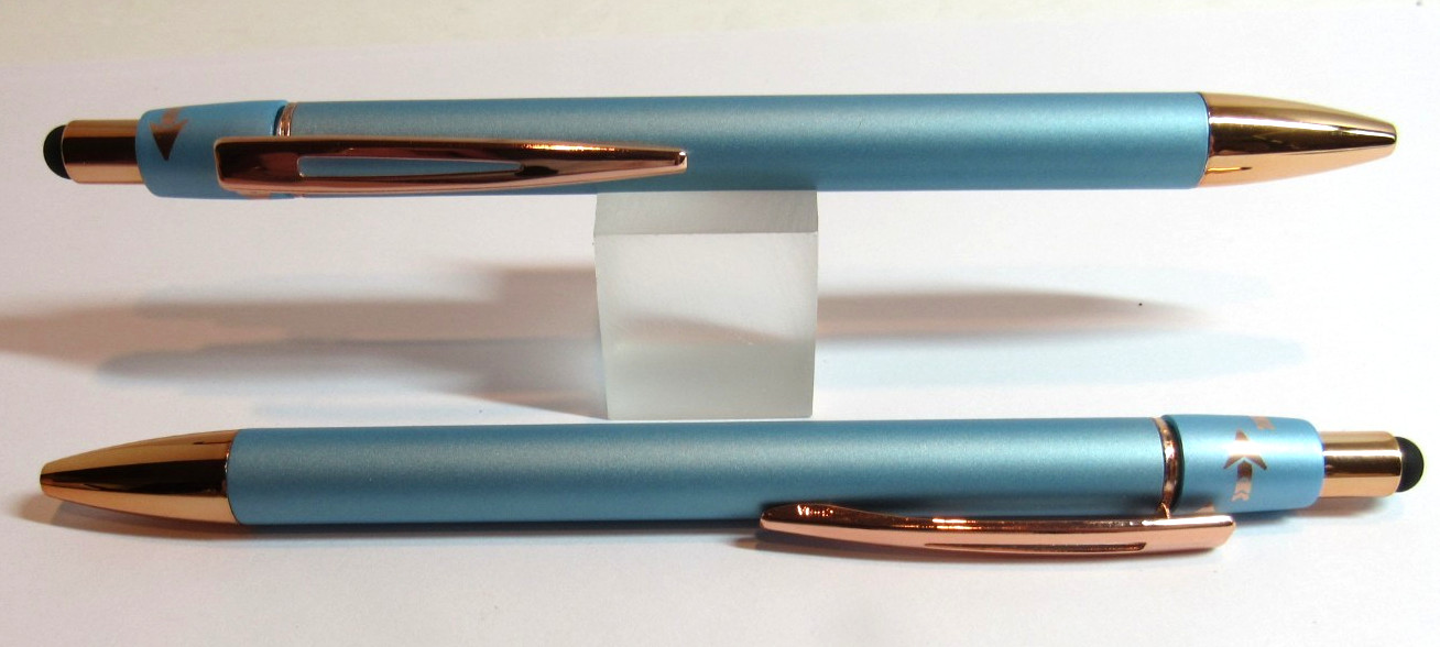 2 BLUE TERZETTI Fidget SPINNER-Metal Ballpoint Pen-Conductive Top-Reduce Stress
