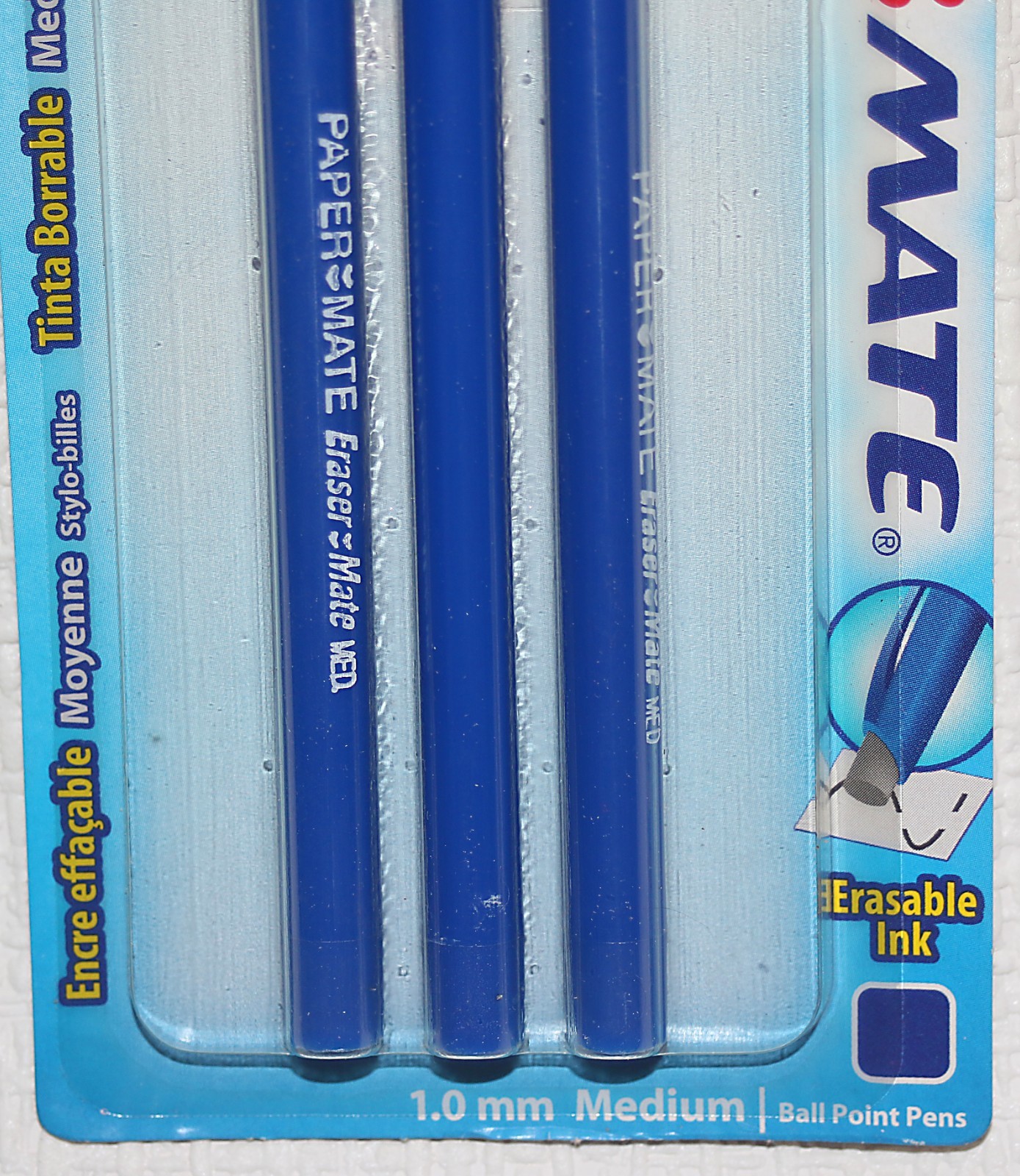 PAPER MATE Vintage Eraser Mate Blue Medium Pens 3 Pack