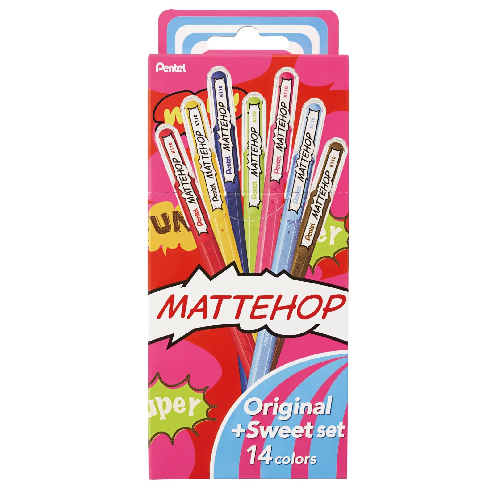 14 Count Matte Color Ballpoint Pen Set for Writing and Illustration 14 Colors