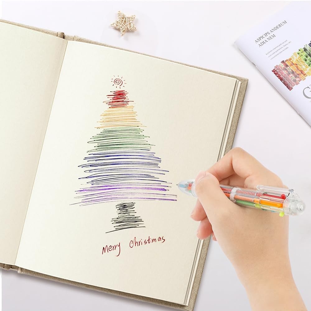 24 Pack Multicolor Pen 0.5mm 6-in-1 Ballpoint Retractable Colored Pens for Schoo