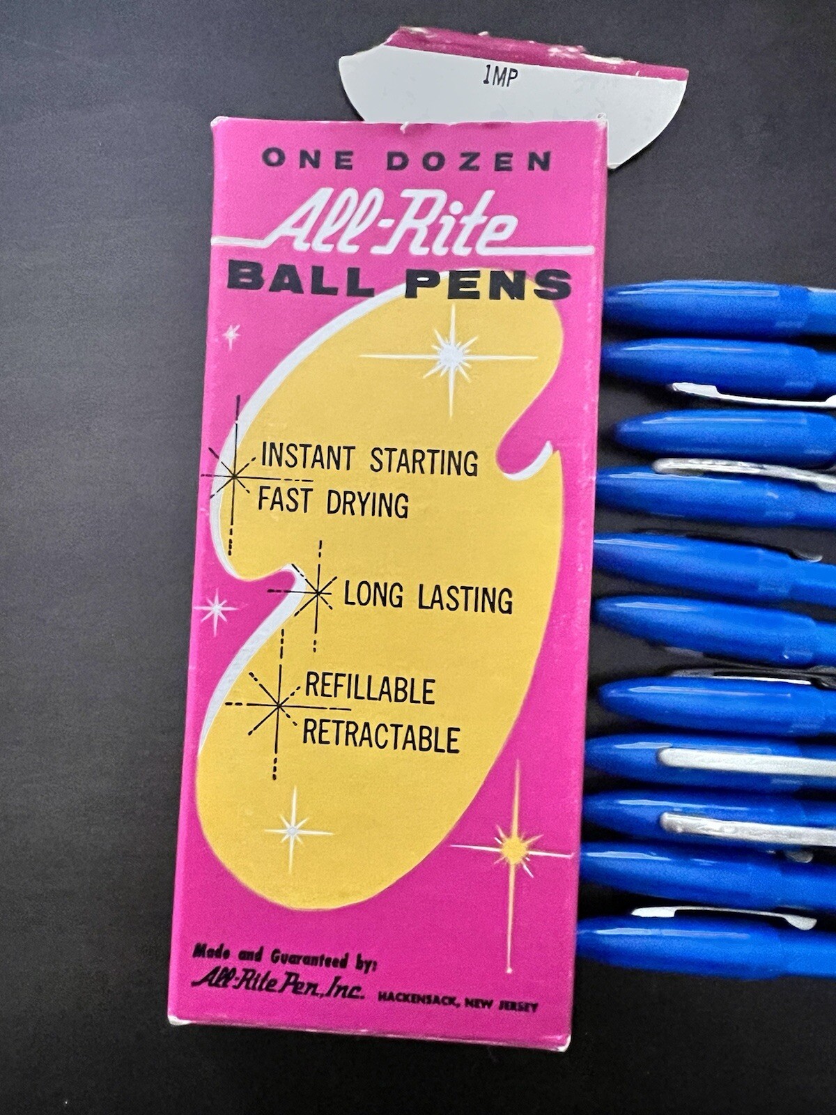 11 All Rite Refillable Standard Blue Ball Pens MCM Vintage Fast Drying Cap