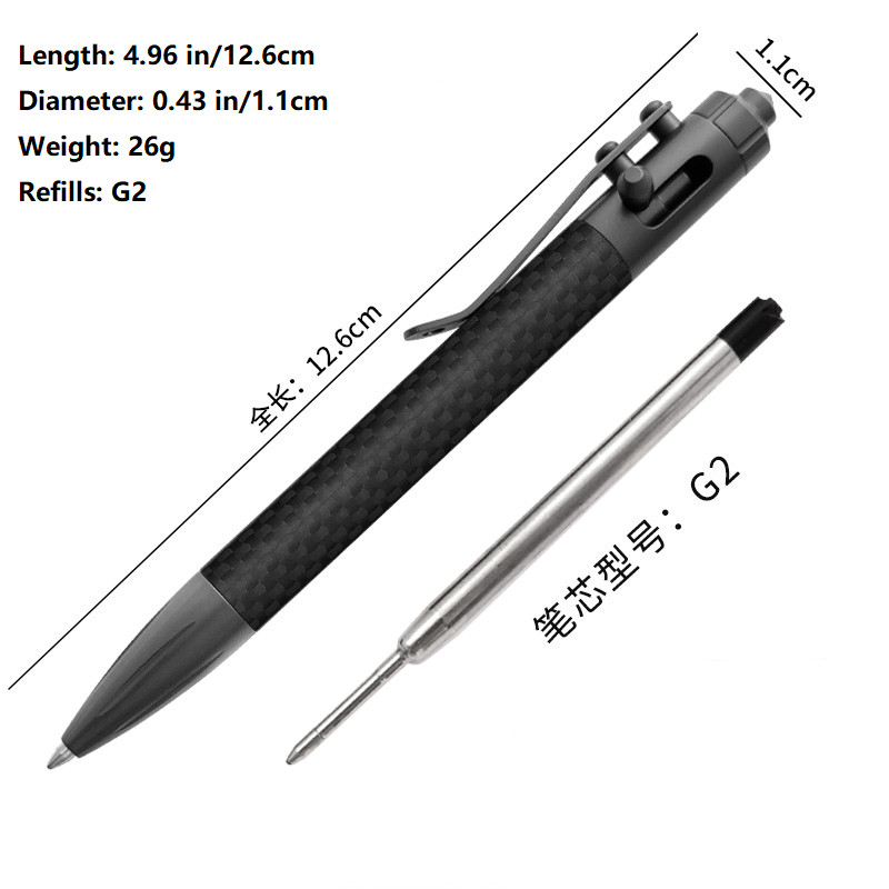 Titanium Carbon Fiber Ballpoint Pen Bolt Action Signing Writing Pocket Pen EDC