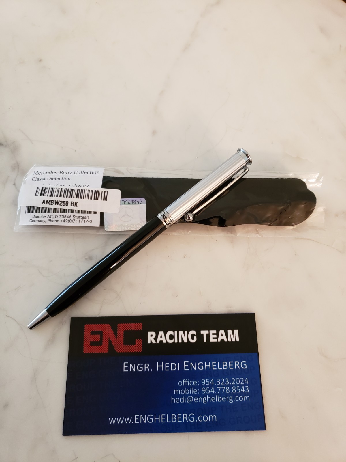 Mercedes-Benz GENUINE Ballpoint Pen Classic B66043350 SILVER & BLACK ENG RACING