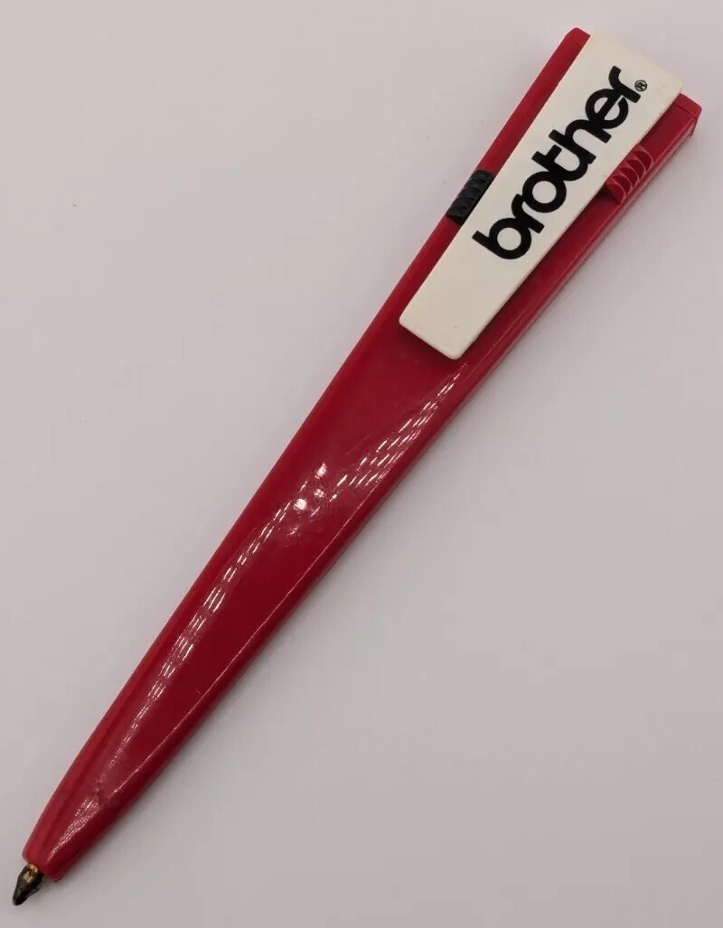 Vintage Plastic Red Black BROTHER Branded Pentastic By Slencil Advertising Pen