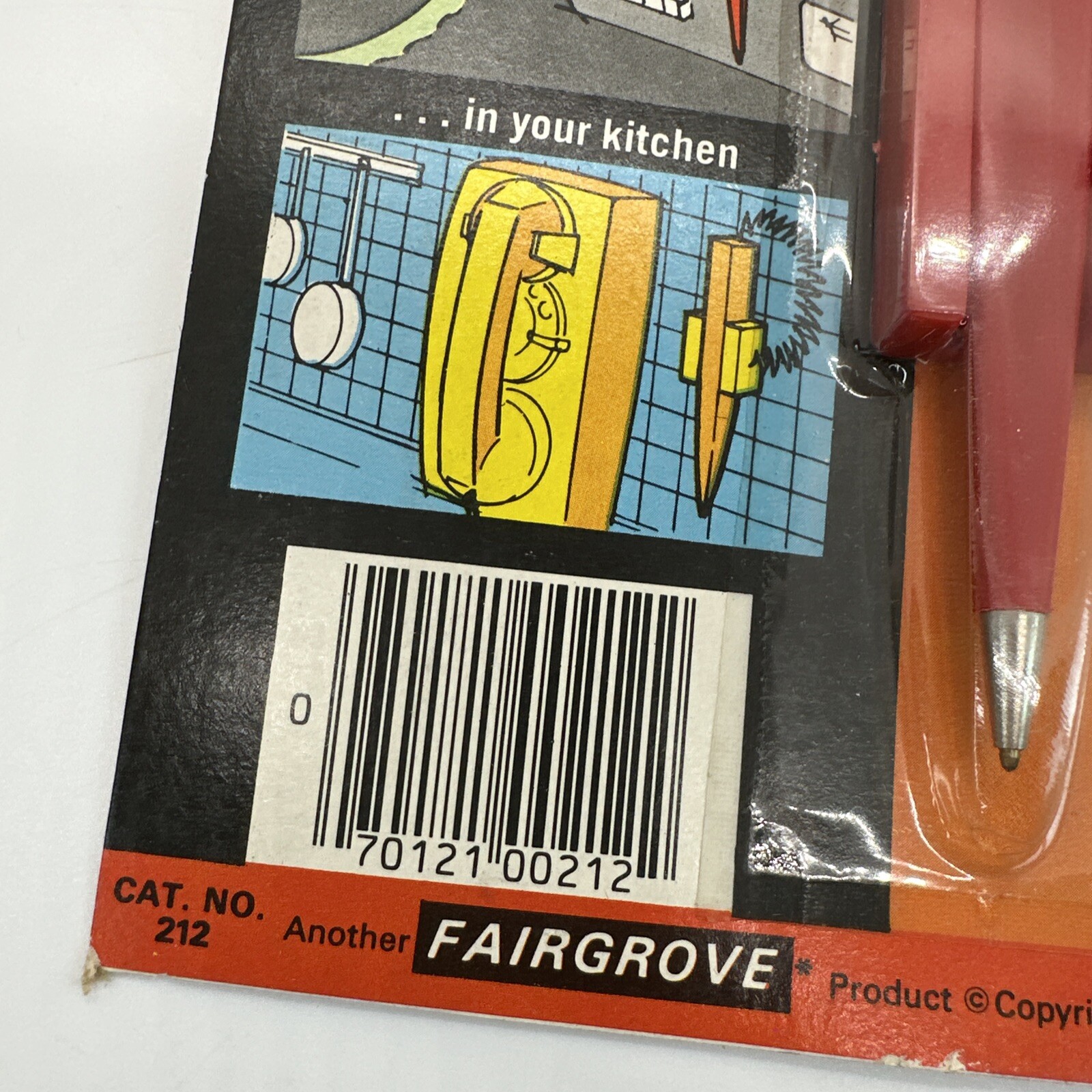 Fairgrove Write•There Handy Attachable Pen With Cord Telephone RED VTG 1977 NOS
