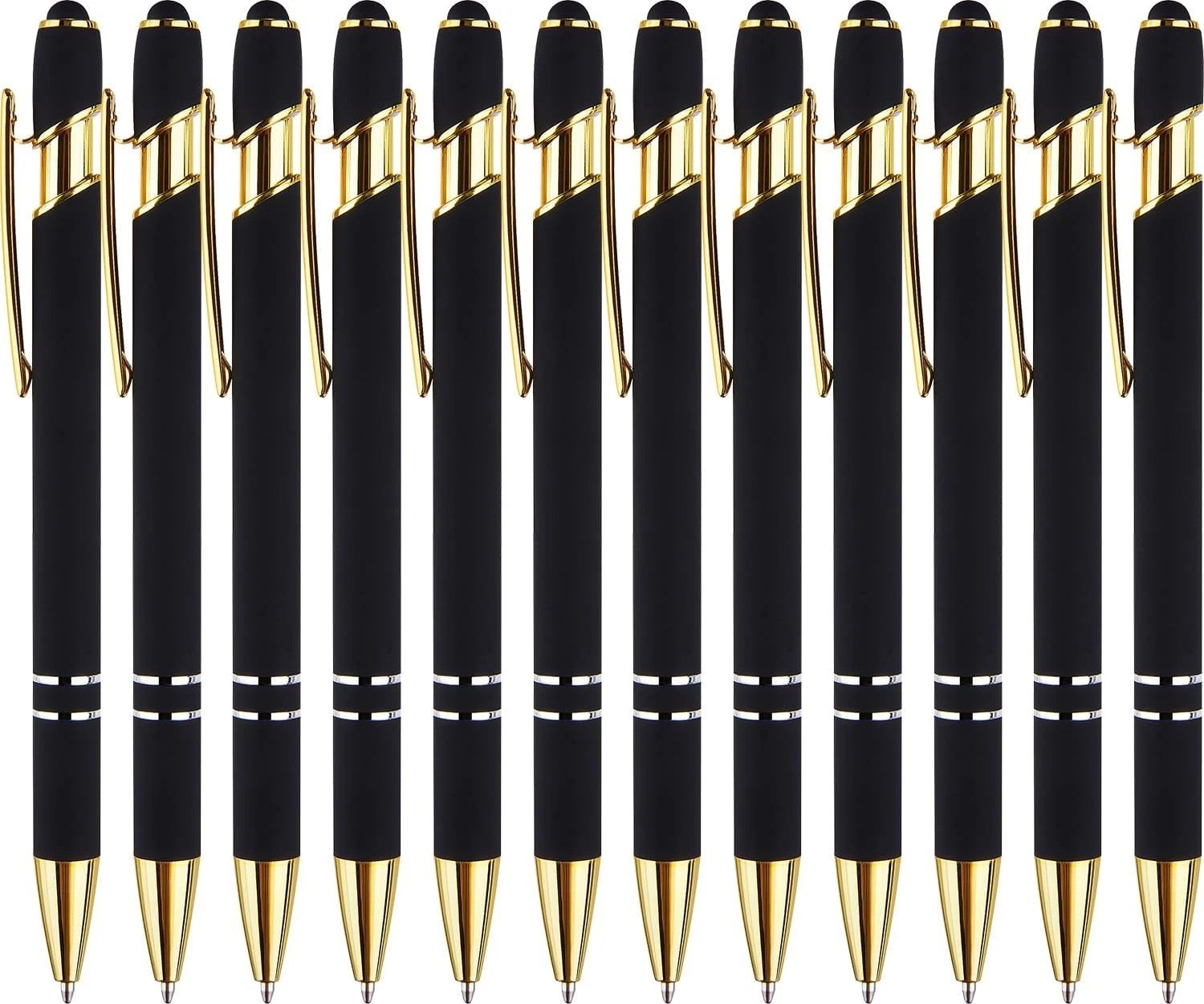 Black Gold Stylus Ballpoint Pens 1.0mm Black Ink Retractable Metal Touch Pen
