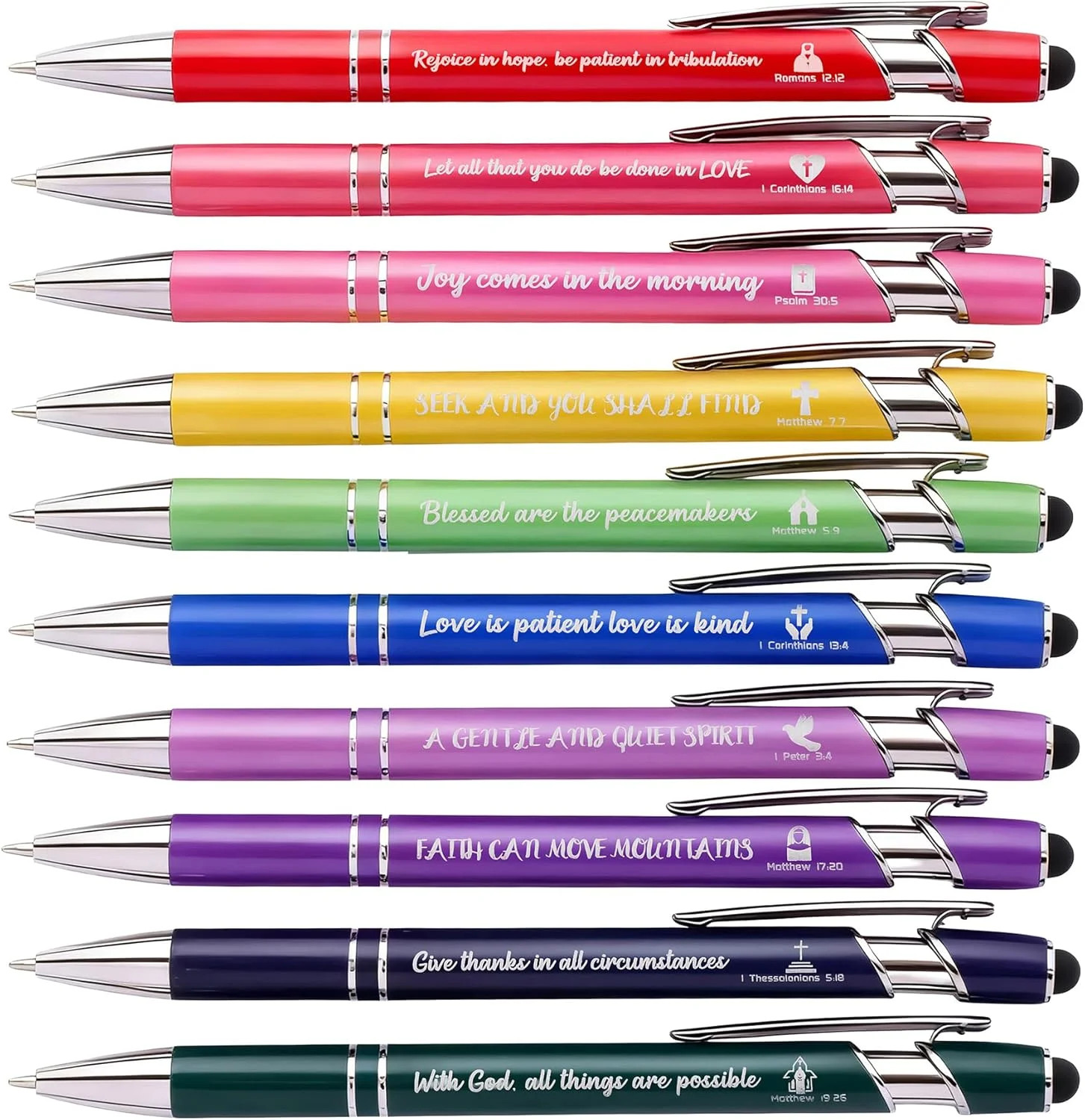10PCS Christian Bible Verse Ballpoint Pens Inspirational Scripture Gift Set