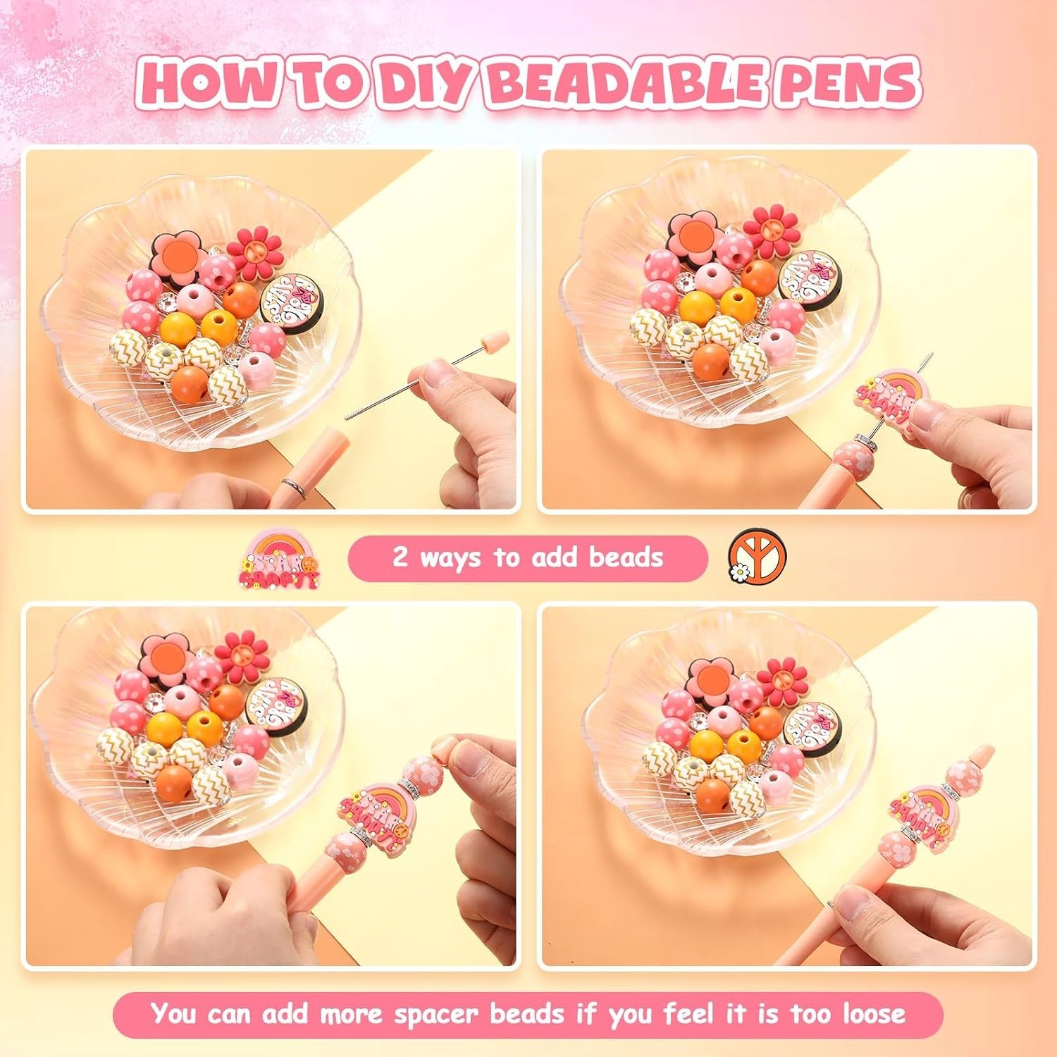 Set of 12 Lightweight Beadable Ballpoint Pens – Perfect for Writers and Crafters