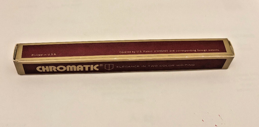 NOS VTG CHROMATIC 2-Color Ballpoint Pen (Red/Blue), Black Matte Barrel Gold Trim
