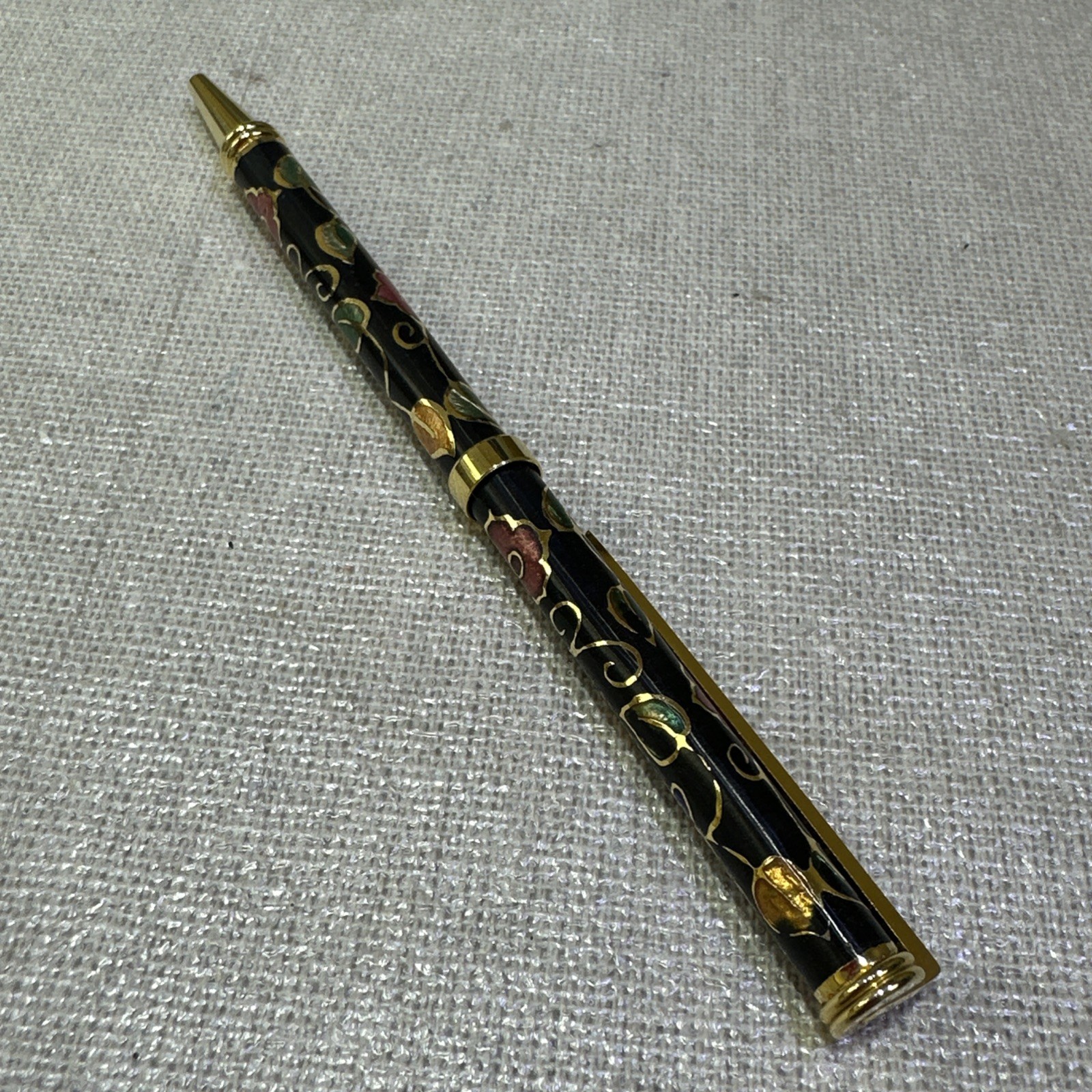 Vintage Asian Cloisonné Pen w/ Case Multicolor Enamel Needs Refill