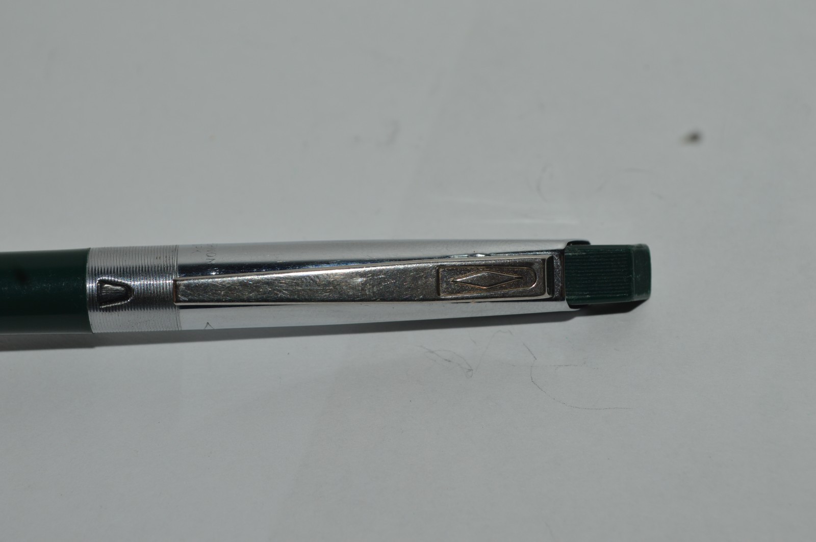 UNIPECO Ballpoint Pen Dark Green Square Clicker Light Used Circa 1960’s Tested