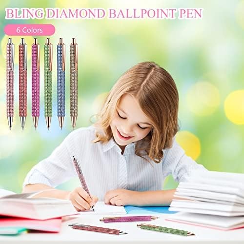 6 Pcs Bling Pen Cute Diamond Wedding Rhinestones Gift Metal Ballpoint Fancy Spar