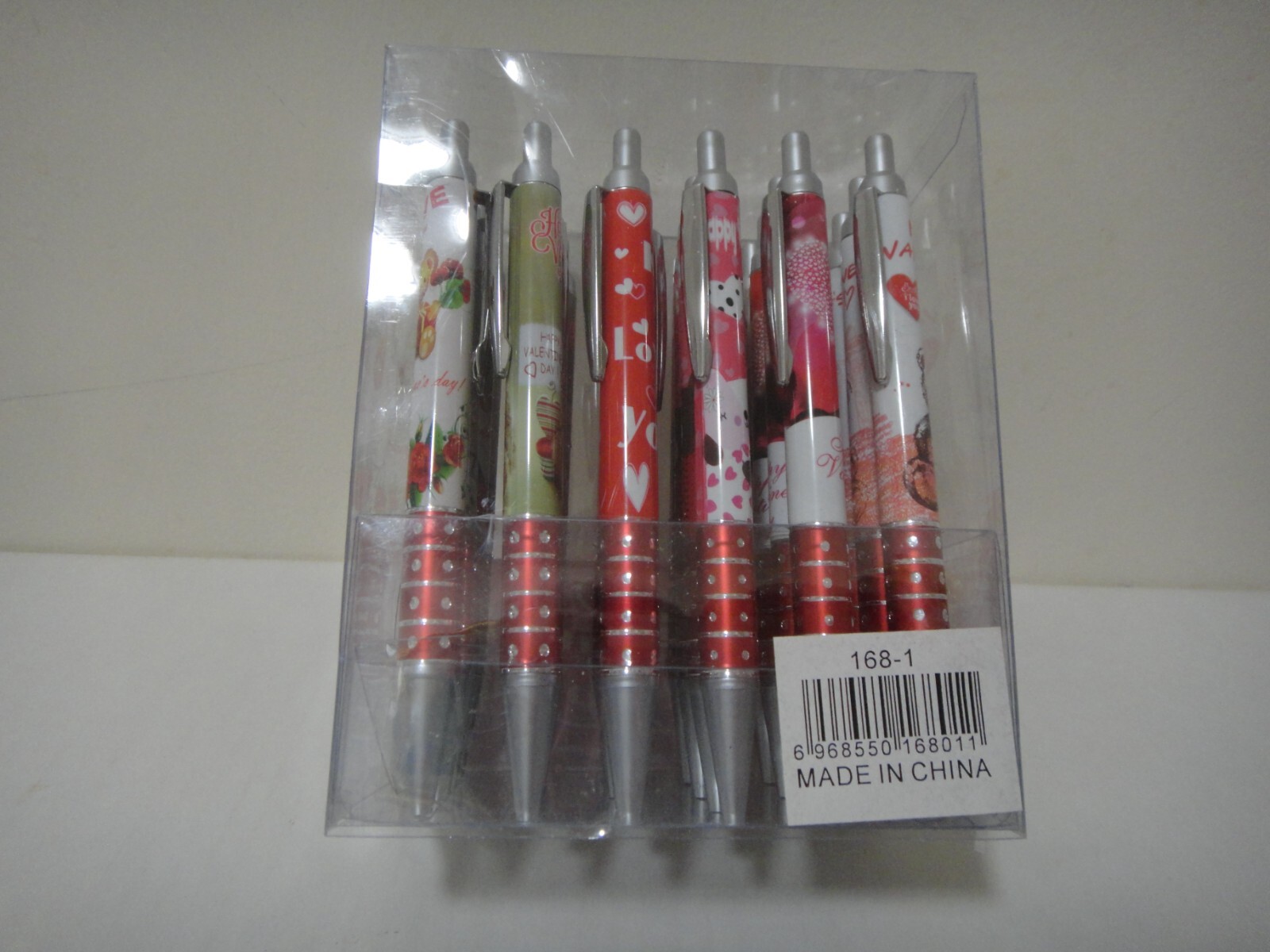 24X-BLACK Ballpoint Happy Valentine’s Day Ink Pen w. silver clip US Seller