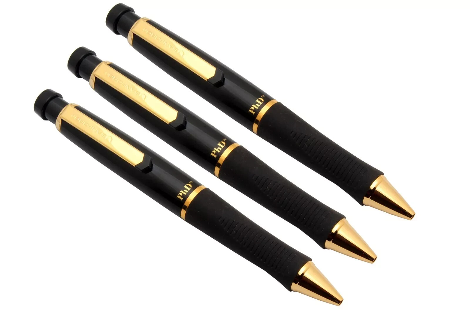 Set Of 3 Rare Vintage Sanford PHD Rollerball Pen With Rubber Grip NEW OLD STOCK