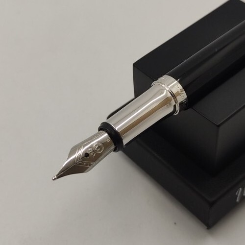 Waldmann Fountain Pen Sterling Silver 925 Pocket Model Black Enamel