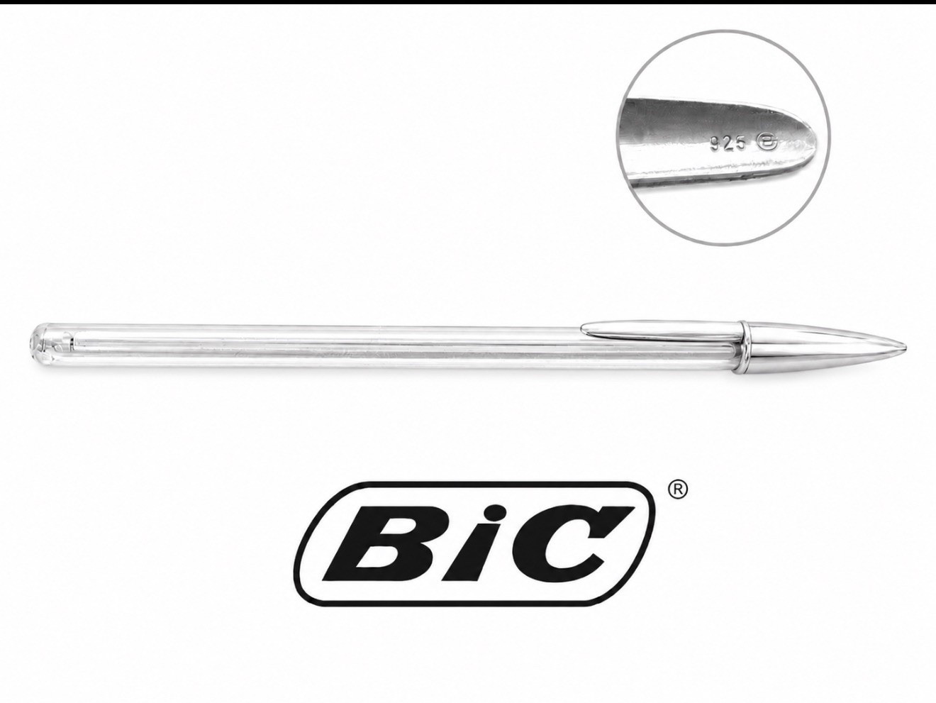 BIC Cristal Silver Pen With Solid 925 SILVER Cap Vintage ’91 A