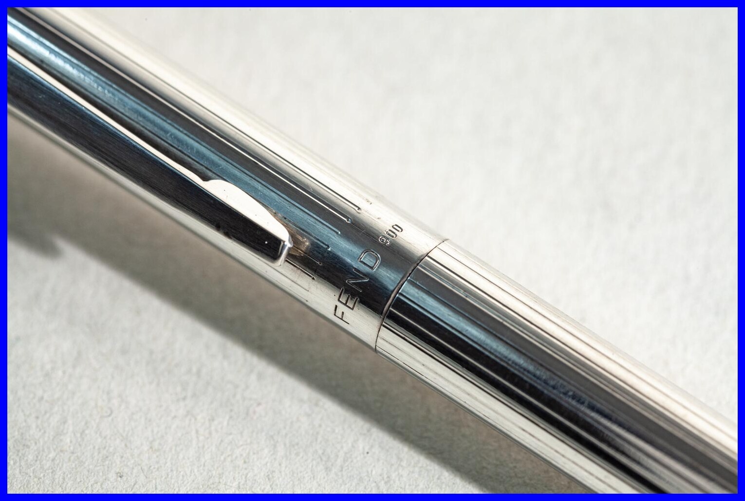 Beautiful 1950s 900 Silver FEND Very Fine Print Ballpoint Pen with Clip