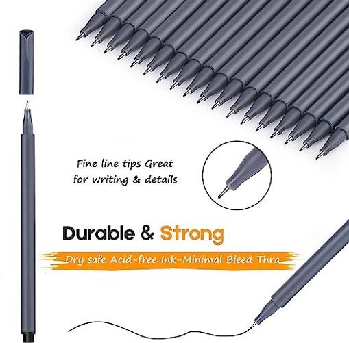 0.38mm Ink Pens Fine Point Smooth Writing Pens for 1 Count (Pack of 18) Black