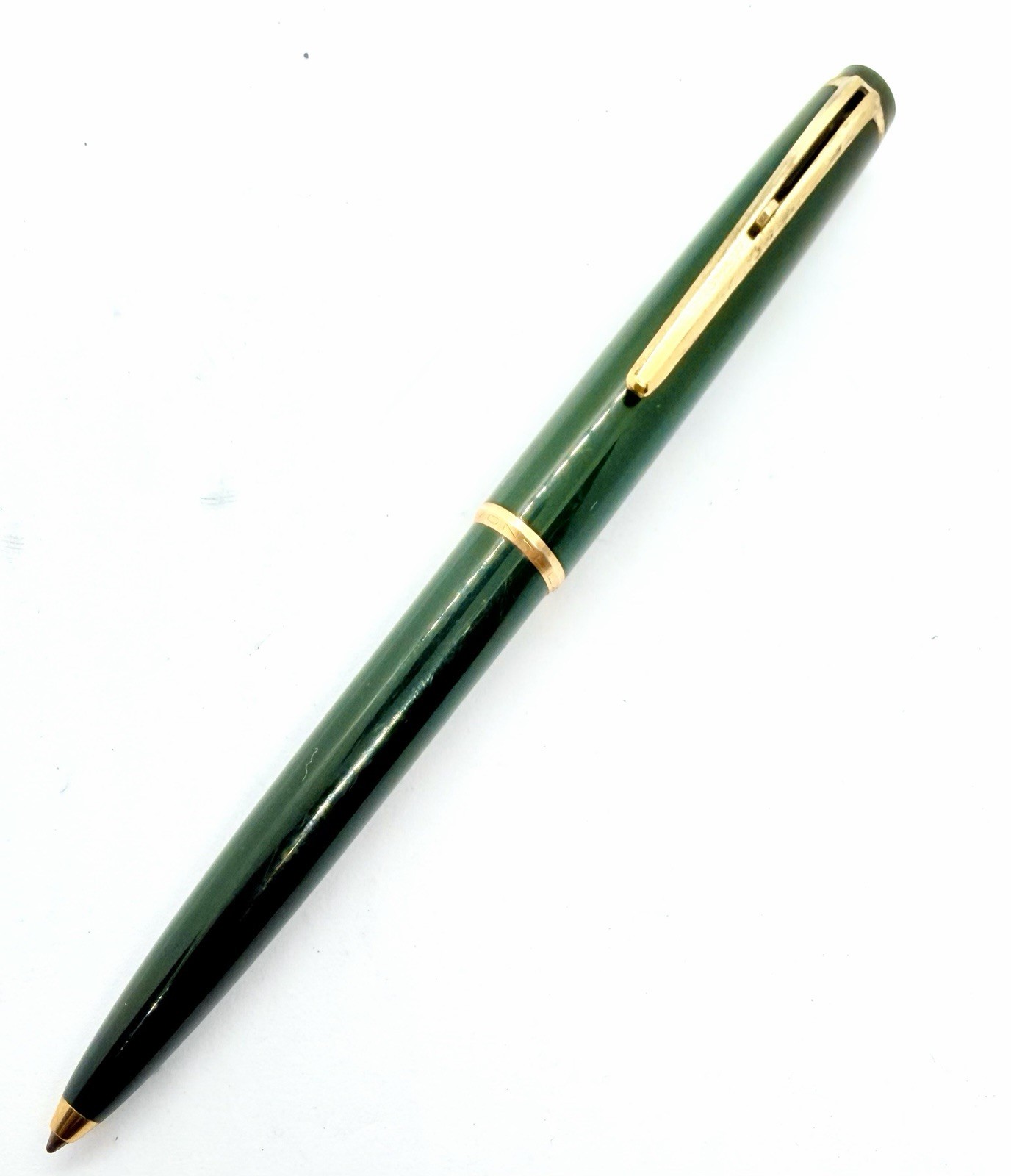 Montblanc 38 Lever Dark Green Ballpoint Pen Full Functional Gold Trim Trigger